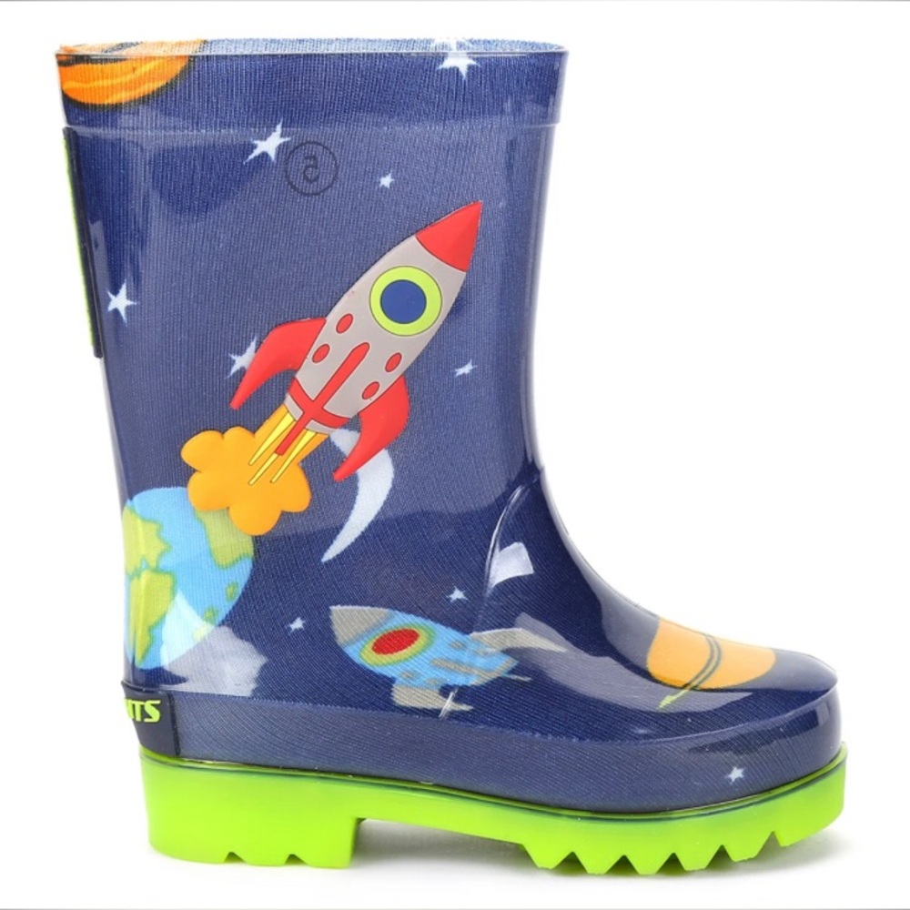 Skechers Kids Space Adventure Rain Boots - Navy and Green